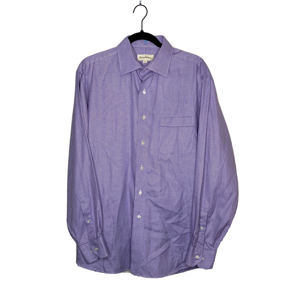 Tommy Bahama Men's Button Down Shirt Size 16‎ 34-35 Purple Long Sleeve EUC